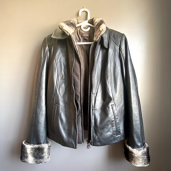 DANIER leather jacket, size (S/P), Black W fur - Picture 1 of 5